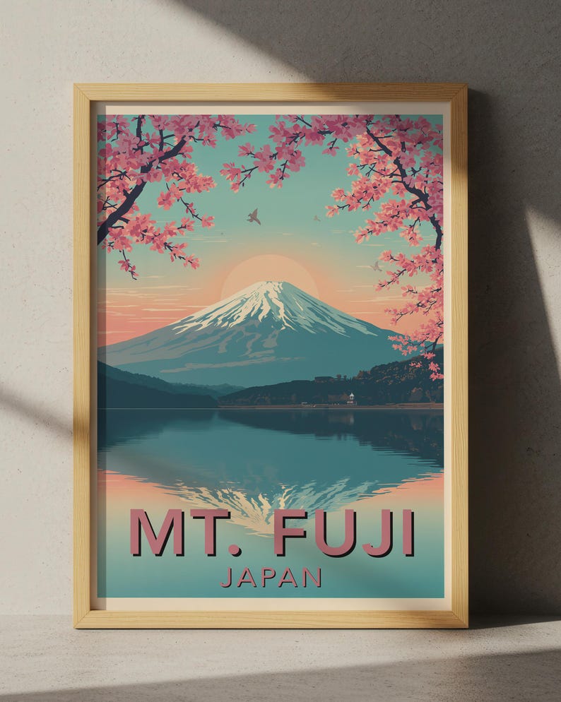 Mount Fuji Japan Travel Poster Print – Iconic Mountain Wall Art ...