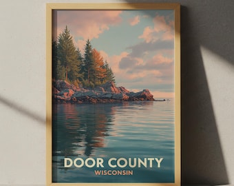 Door County Wisconsin Travel Poster: Lake Michigan Coastal Art