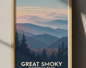 Plakat podróżniczy w stylu retro – Park Narodowy Smoky Mountains