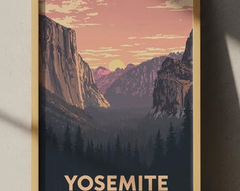 Plakat do Parku Narodowego Yosemite: Retro El Capitan i Half Dome Art Print