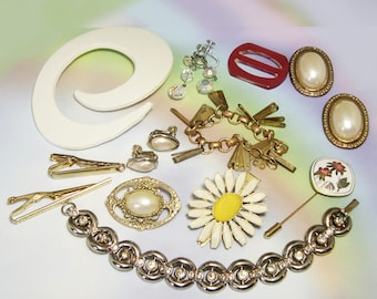vintage jewelry supply circles earrings necklace assemblage jewelry upcycle supply recycle