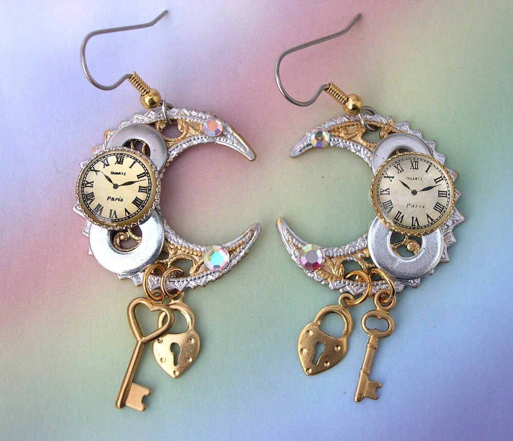 Watch Parts Gears Steampunk Earrings celestial earrings Etsy