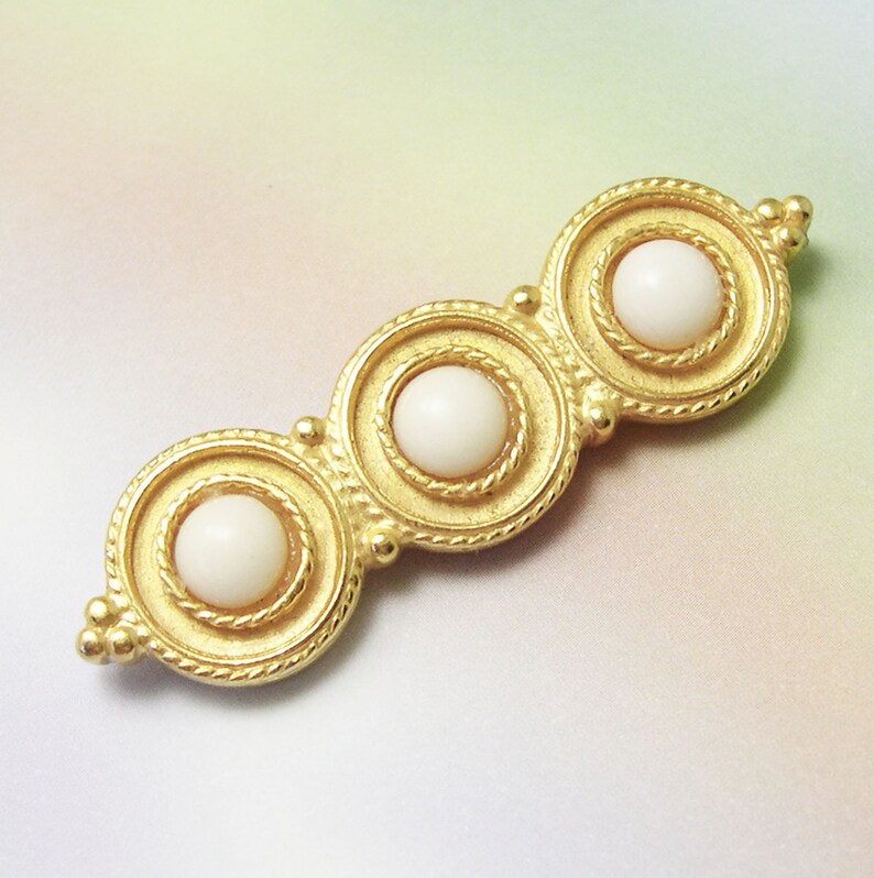 Vintage BENAMUN Bar Pin Brooch Faux Glass Pearl Cab Cabochon Etsy