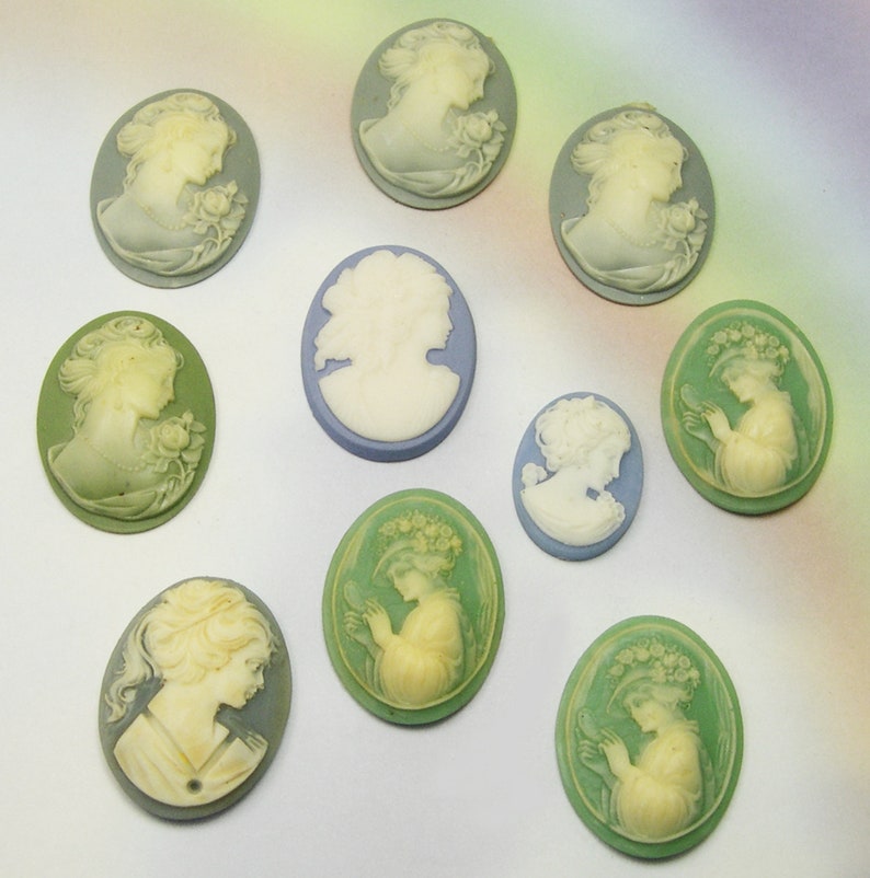 10 Large Resin CAMEOS Destash Lot for Making Jewelry Supply Etsy
