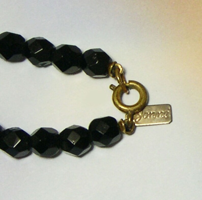 Vintage JONNE House of Schrager Black Glass Bead Necklace
