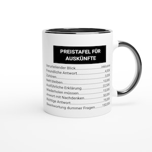 Funny office mug "Price list for information" – Cheeky coffee mug with saying – Gift for colleagues, boss, office humor image 4