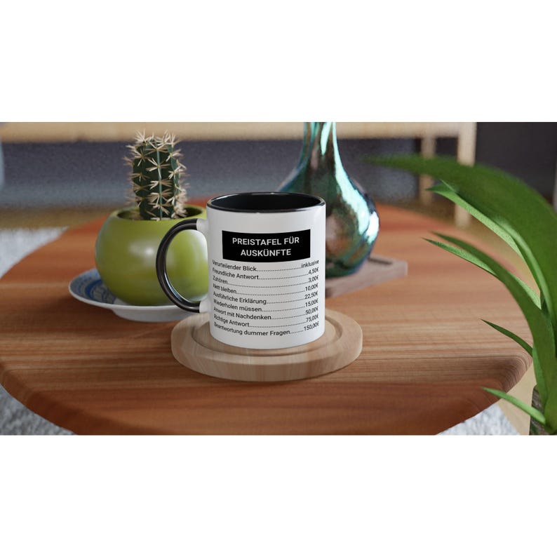 Funny office mug "Price list for information" – Cheeky coffee mug with saying – Gift for colleagues, boss, office humor image 3