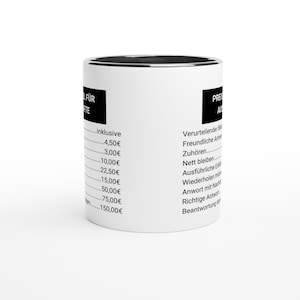 Funny office mug "Price list for information" – Cheeky coffee mug with saying – Gift for colleagues, boss, office humor image 6