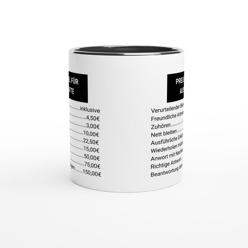 Funny office mug "Price list for information" – Cheeky coffee mug with saying – Gift for colleagues, boss, office humor image 6