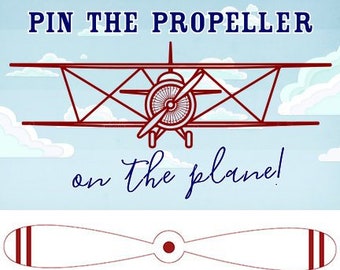 Boys Birthday Party Game / Aviation Theme / Time Flies Vintage Airplane Pin the Propeller on the / 24x36 – Printable DIY, Instant Download