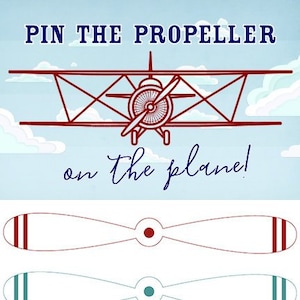 Boys Birthday Party Game / Aviation Theme / Time Flies Vintage Airplane Pin the Propeller on the / 24x36 – Printable DIY, Instant Download