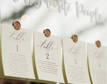 1 - 22 + Digital or Printed Modern Calligraphy table numbers, Printable Wedding Seating Chart, hand-lettered Wedding Reception printable 5x7