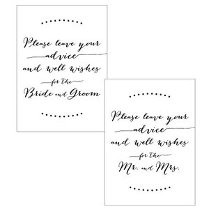 Printable Digital Wedding Advice Card, Wisdom and Well Wishes for the Bride, Groom, graduate, Mom to Be Mr. & Mrs. and Gay Wedding, Shower image 2