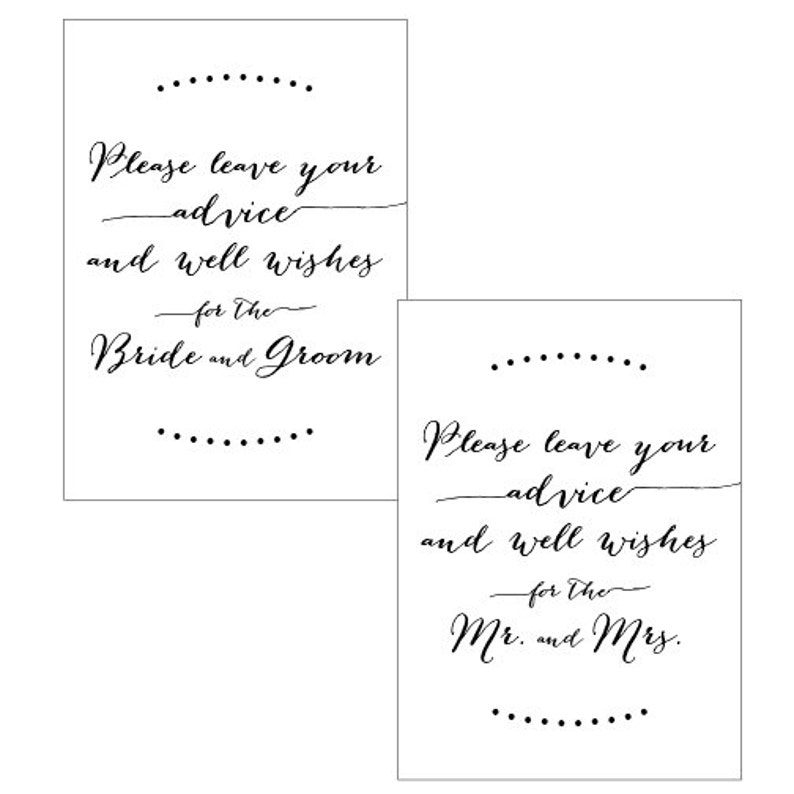 Printable Digital Wedding Advice Card, Wisdom and Well Wishes for the Bride, Groom, graduate, Mom to Be Mr. & Mrs. and Gay Wedding, Shower image 2