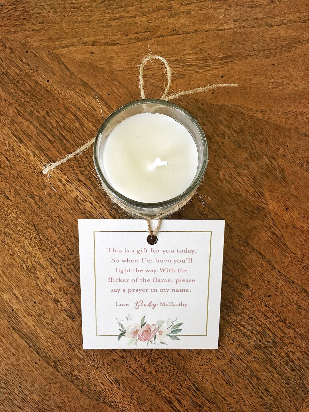 Candle Baby Shower Tags, Boy or Girl Baby Shower Favor Tag, Tea Light