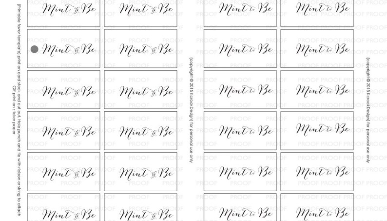 Digital Mint to Be Wedding Favor Tags DIY Printable Bridal - Etsy