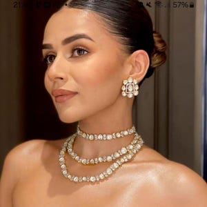 Conjunto de collar Kundan Polki hecho a mano: joyería nupcial india