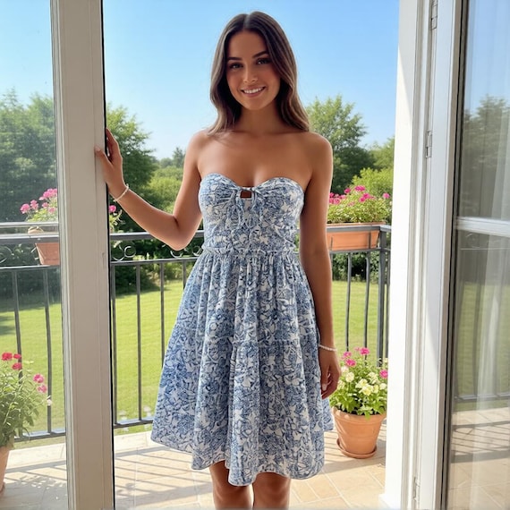 ladies strapless summer dresses Women Floral Mini Dress Tie Front Backless Dress Tube Dress Party Clubwear Y2K Cute Sundress july-2025