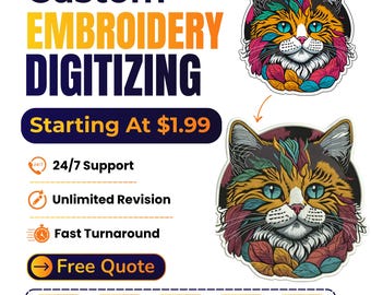Custom Embroidery Digitizing | 3D Puff Digitizing | Image Digitizing | Left Chest | Jacket Back | Custom Logo | Dst Pes Jef Exp Files