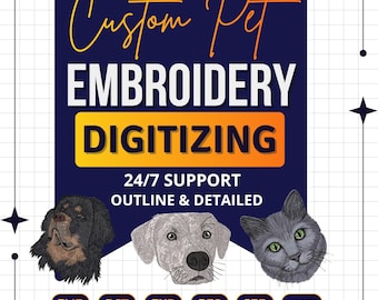 Custom Pet Embroidery Digitizing | Pet Digitizing | Dog & Cat Embroidery | Photo to Embroidery | Custom Portrait DST | Fast Turnaround