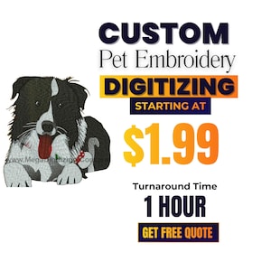 Digitalizzazione personalizzata di animali domestici / Digitalizzazione di immagini di cani e gatti / Ricamo di conigli e uccelli / Digitalizzazione di ritratti / Digitalizzazione di toppe per cani (file digitale)