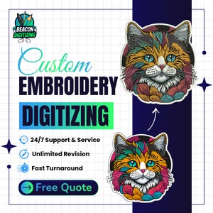 Digitalización de bordado personalizado / Digitalización de relieve 3D / Digitalización de imágenes / Pecho izquierdo / Espalda de chaqueta / Logotipo personalizado / Archivos DST, PES, JEF y EXP