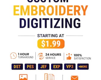 Custom Embroidery Digitizing Service | Logo Digitizing | Image to Embroidery | Dst Pes Jef Exp Vp3 Files | Fast Turnaround