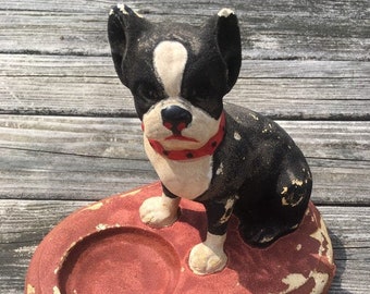 アンティーク雑貨 Vintage Chalkware Bulldog ASHTRAY 1930s Vintage French Bull Dog Carnival Chalkware Ashtray - Etsy