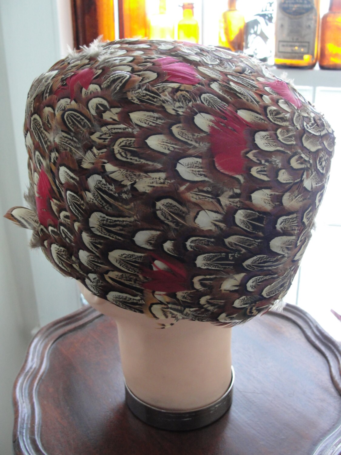 Vintage Pill Box Pheasant Feather Hat 1960s Gfox Pinehurst  display picture 2
