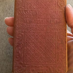 Antique 1900 New Testament Pocket Bible: Ornate Red Cover