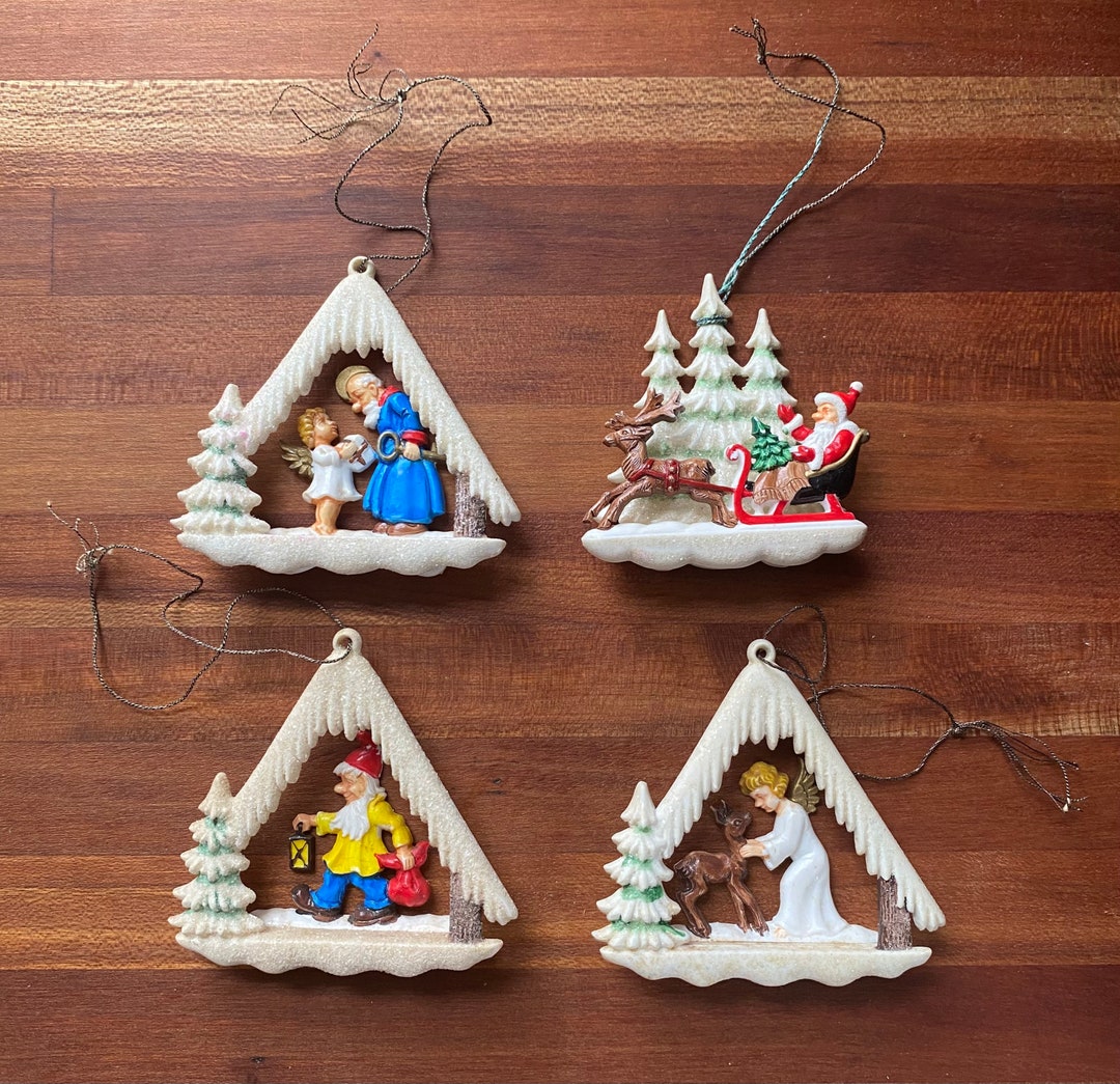 Rare Vintage Diorama Christmas Ornaments 1950s Ges Gesch Etsy