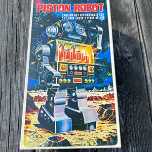 Robot toy, vintage Piston Robot, battery operated, 1960s working Robot toy with original box
