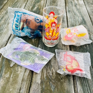 Vintage McDonald’s Toys: Ronald McDonald Glass & Happy Meal Toys