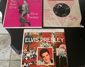 Elvis Presley 45 RPM Vinyl Records - RCA Victor - 1950s - Set of 3