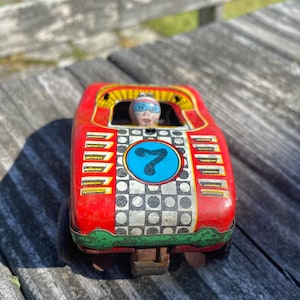 Vintage 1960s Tin Toy Race Car: Rally Acropolis #7 (As Is)