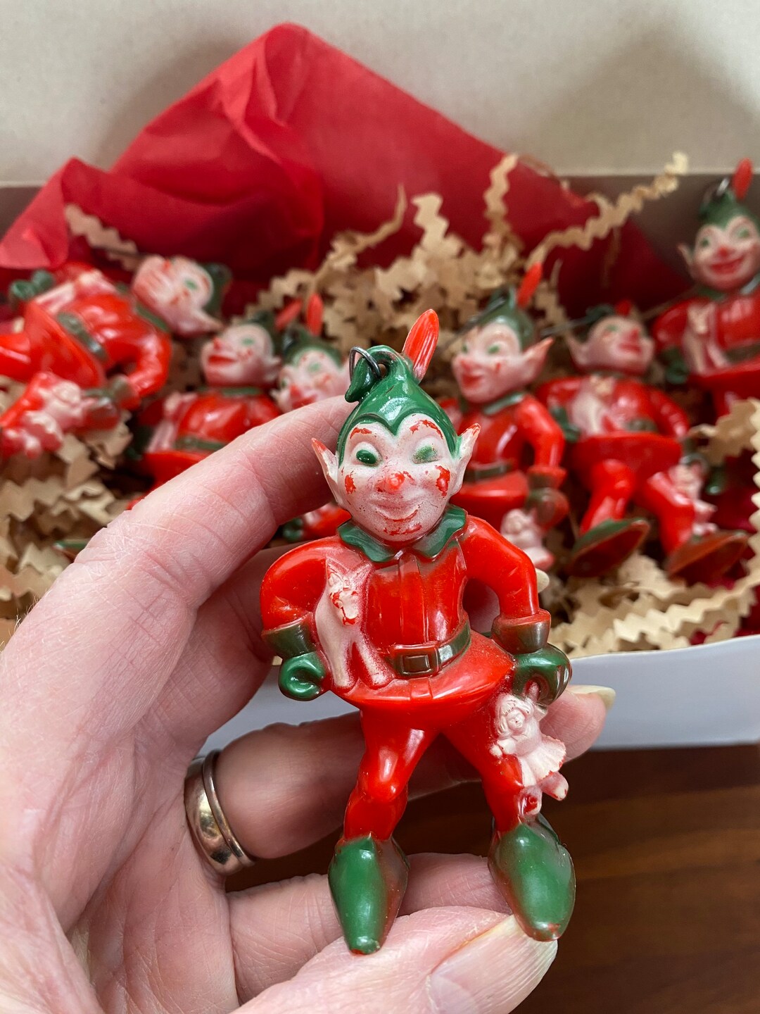 Rosbro Elf Ornaments, 1940s Christmas Ornaments, Creepy Elves, Krampus