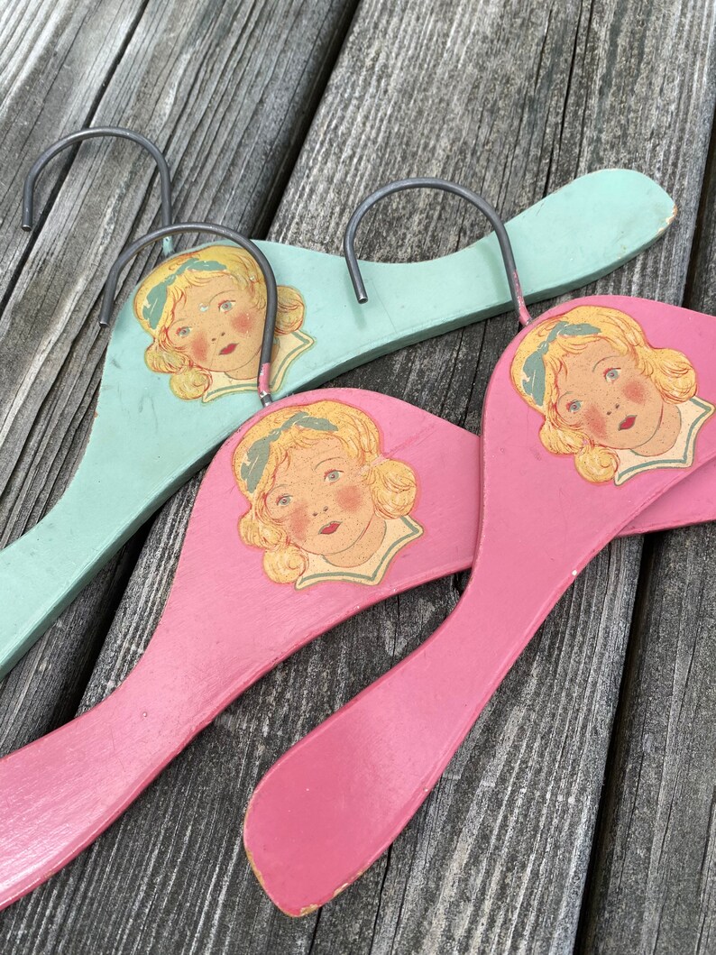 Mid Century Baby Clothes Hangers Wood Hangers Set of Three Etsy