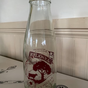 Vintage JV Holden Milk Bottle: 1950s English Pint Glass
