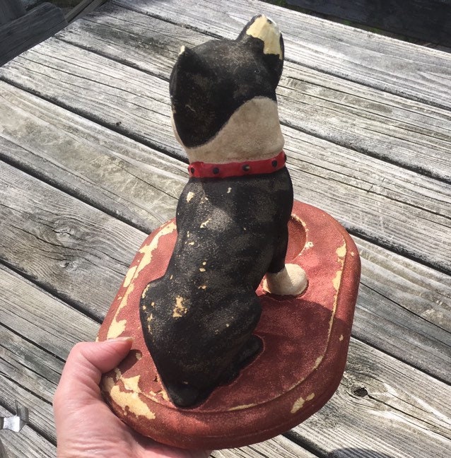 Chalkware, French Bull Dog, Ashtray Holder, Unique Vintage Chalkware, French Bull Dog, Ashtray Holder, Unique Vintage