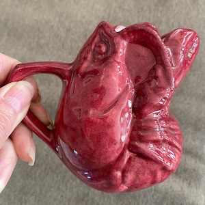 Vintage Ceramic Lobster Creamer: Maroon Glazed Coastal Decor