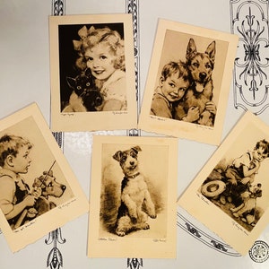 Vintage John Knowles Hare Birthday Cards: Children & Pets, Set of 12