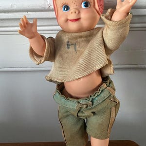football player doll, vintage, 1950s, Effanbee, Buddy, as is, poseable plastic doll, collectible vintage doll
