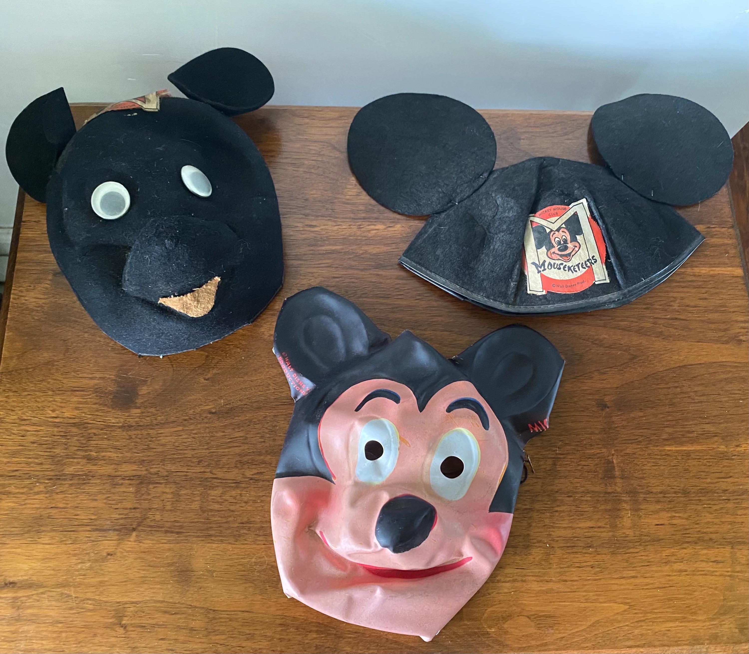 Vintage Walt Disney Hats and Mask, 1950s Walt Disney