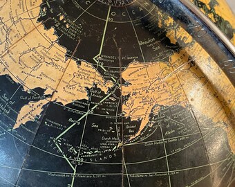 Vintage Black Sea Globe, 1950s, Weber Costello, 12 Inch