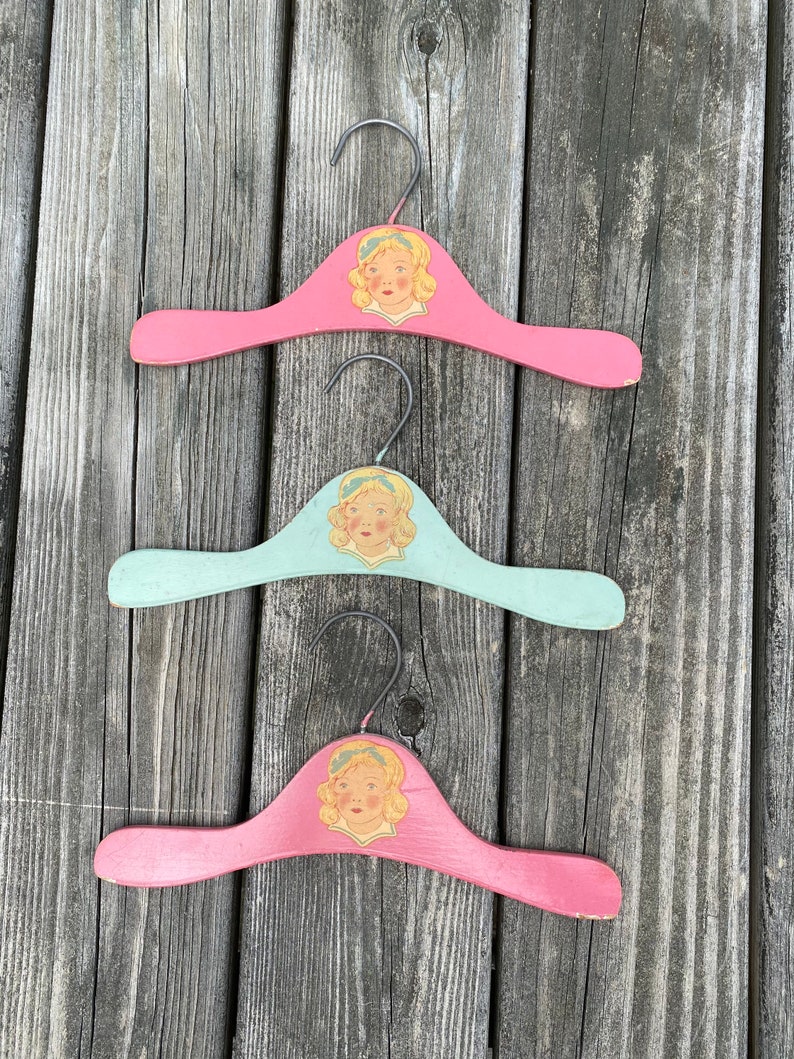 Mid Century Baby Clothes Hangers Wood Hangers Set of Three Etsy