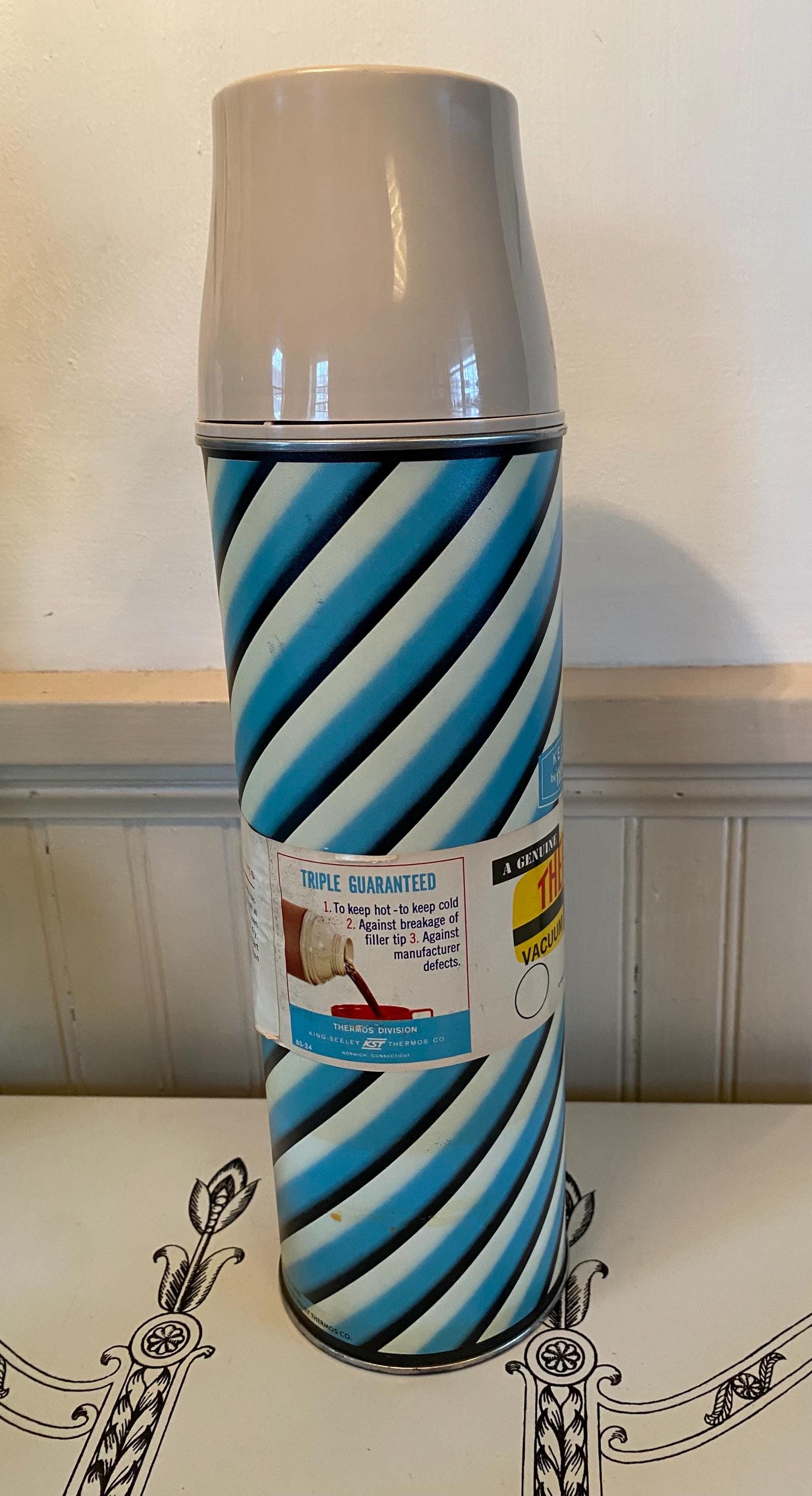 カイリー　60s Vintage  Vintage 1960s King Seeley Keapsit Thermos: Blue Stripe, Original
