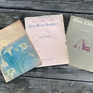 Vintage Irving Berlin Sheet Music Set: Easter Parade, God Bless America, White Christmas