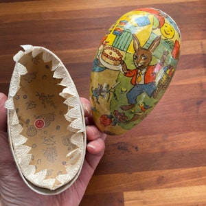 Vintage Easter egg candy  container, paper egg, East Germany, Easter decor, candy display decor