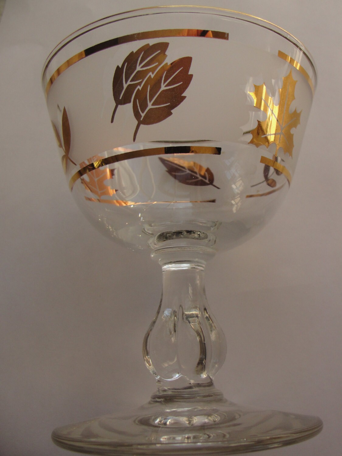 Libbey Gold Leaf cocktail glasses from 1950's Etsy
