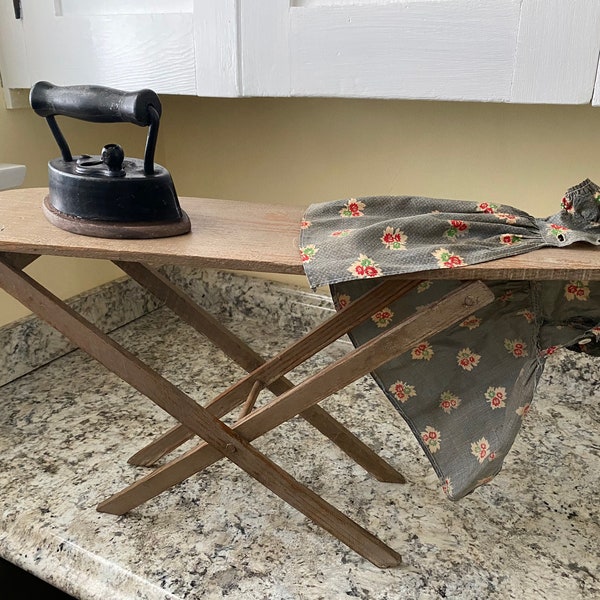 Vintage children’s toy ironing board, wood ironing board, collapsible toy ironing board, vintage toy, laundry room decor